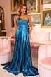 Ava Presley 40105 Beaded Bodice Pleated Metallic Skirt Dress