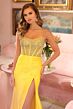 Ava Presley 40115 Beaded Illusion Bodice High Slit Dress