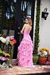 Ava Presley 40118 Ruched Bodice Ruffle Skirt Chiffon Dress