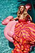Ava Presley 40119 Ruffle Mermaid Skirt Pleated Stripe Dress
