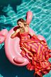 Ava Presley 40119 Ruffle Mermaid Skirt Pleated Stripe Dress