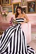 Ava Presley 40126 Back Bow Stripe Strapless Dress
