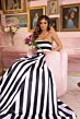 Ava Presley 40126 Back Bow Stripe Strapless Dress