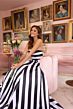 Ava Presley 40126 Back Bow Stripe Strapless Dress