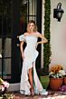 Ava Presley 40146 Ruffle Slit One-Shoulder Brocade Dress