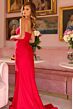 Ava Presley 47002 Asymmetric Neck Illusion Side Bow Dress