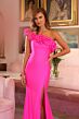 Ava Presley 47004 One-Shoulder Asymmetric Rosette Neck Dress