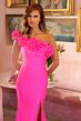Ava Presley 47004 One-Shoulder Asymmetric Rosette Neck Dress