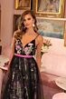 Ava Presley 47013 Plunging Neck A-Line Ruffle Hem Dress