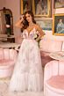 Ava Presley 47013 Plunging Neck A-Line Ruffle Hem Dress