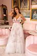 Ava Presley 47013 Plunging Neck A-Line Ruffle Hem Dress