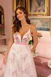 Ava Presley 47013 Plunging Neck A-Line Ruffle Hem Dress