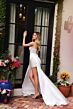 Ava Presley 47024 Drape Satin Skirt Plunging Neck Dress