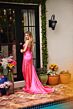 Ava Presley 47027 Ruched Skirt Plunging Neck Dress
