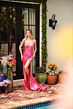 Ava Presley 47027 Ruched Skirt Plunging Neck Dress