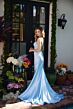 Ava Presley 47030 Lace-Up Back Cowl Neck Satin Dress