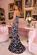 Ava Presley 47051 Scallop Train Plunging Neck Floral Beaded Dress