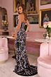Ava Presley 47056 Side Slit Plunging Neck Beaded Dress