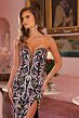Ava Presley 47056 Side Slit Plunging Neck Beaded Dress