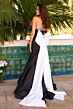 Ava Presley 42216 Back Bow Strapless Beaded Neck Dress