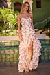Ava Presley 42235 Floral A-Line Ruffle High Slit Dress