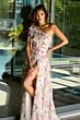 Ava Presley 42237 High Slit Floral One-Shoulder Bow Dress