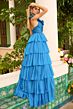 Ava Presley 42257 Beaded Bodice High Slit Ruffle Dress