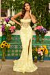 Ava Presley 42297 Beaded Sheer Bodice High Slit Dress