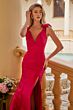 Ava Presley 42308 V-Back Bow Shoulder Satin Dress