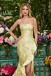 Ava Presley 42309 Lace-Up Back Strapless Brocade Dress