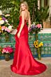 Ava Presley 42310 Ruffle Slit Strapless Satin Dress