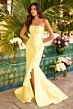 Ava Presley 42310 Ruffle Slit Strapless Satin Dress