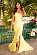 Ava Presley 42310 Ruffle Slit Strapless Satin Dress
