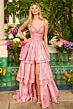 Ava Presley 42321 Tiered Skirt Basque Waist Jacquard Dress