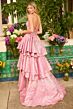 Ava Presley 42321 Tiered Skirt Basque Waist Jacquard Dress