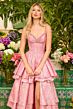 Ava Presley 42321 Tiered Skirt Basque Waist Jacquard Dress