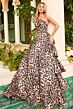 Ava Presley 42359 Ruffle Skirt Strapless Animal Print Dress