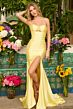 Ava Presley 47180 Basque Waist High Slit Strapless Dress