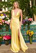 Ava Presley 47181 Cowl Neck High Slit Charmeuse Dress