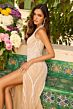 Ava Presley 47217 Beaded Halter Neck Side Slit Dress