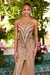 Ava Presley 47240 Front Slit Beaded Strapless Dress