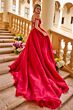 Ava Presley 47253 Removable Overskirt Plunging Neck Dress