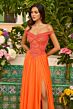 Ava Presley 47254 Basque Beaded Waist Off-The-Shoulder Dress