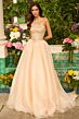 Ava Presley 47255 Peaked Neck Strapless Beaded Bodice Dress