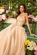 Ava Presley 47255 Peaked Neck Strapless Beaded Bodice Dress