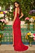 Ava Presley 47259 Straight Neck High Slit Embellished Dress