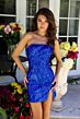 Ava Presley 29122 Strapless Side Slit Sequin Dress