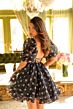 Ava Presley 29128 Puff Sleeve A-Line Polka Dot Dress