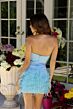 Ava Presley 29136 Feather Skirt Plunging Neck Dress