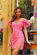 Ava Presley 29144 Off-The-Shoulder Feather Strap Polka Dot Dress